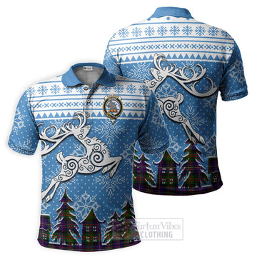 Chalmers Clan Christmas Polo Shirt Celtic Reindeer Style Kid - Tartan Vibes Clothing