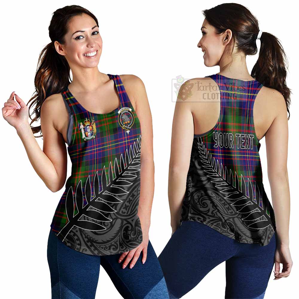 Tartan Vibes Clothing Chalmers Crest Tartan Women's Racerback Tanks with New Zealand Silver Fern Half Style