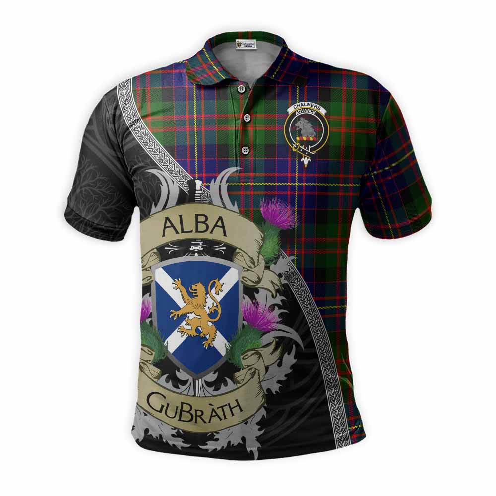 Chalmers Tartan Family Crest Polo Shirt Lion Rampant Royal Thistle Shield Celtic Inspired Kid - Tartan Vibes Clothing