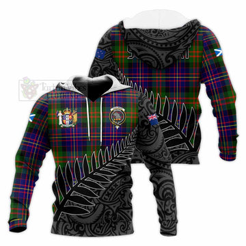Chalmers Crest Tartan Knitted Hoodie with New Zealand Silver Fern Half Style Unisex Knitted Pullover Hoodie - Tartan Vibes Clothing
