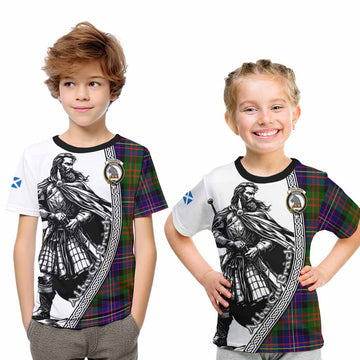 Chalmers Tartan Clan Crest Kid T-Shirt with Highlander Warrior Celtic Style