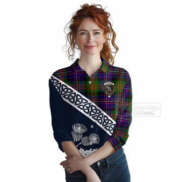 Chalmers Tartan Women's Casual Shirt Featuring Thistle and Scotland Map