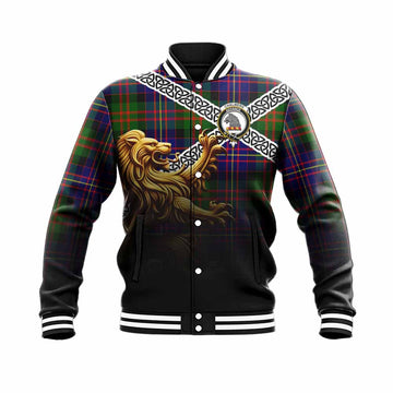 Chalmers Crest Tartan Baseball Jacket with Golden Lion Emblem Celtic Style Unisex - Tartan Vibes Clothing