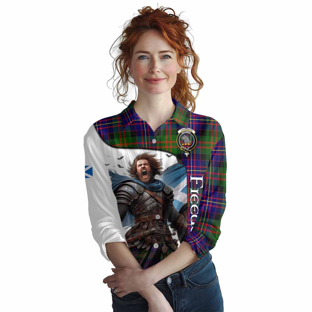 Tartan Vibes Clothing Chalmers Crest Tartan Women's Casual Shirt Inspired by the Freedom of Scottish Warrior