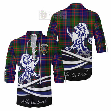 Chalmers Tartan Ghillie Kilt Shirt with Alba Gu Brath Regal Lion Emblem Men - Tartan Vibes Clothing