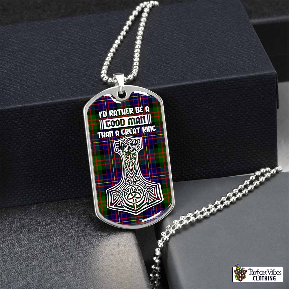Chalmers Tartan Dog Tag Necklace Viking Mjolnir Style Silver No - Tartan Vibes Clothing