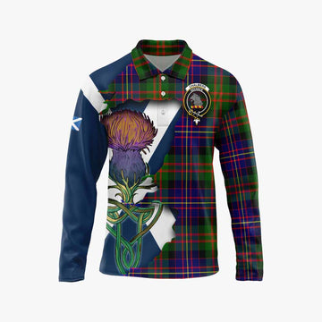 Chalmers Tartan Family Crest Long Sleeve Polo Shirt Scottish Thistle Celtic Inspired Unisex - Tartan Vibes Clothing