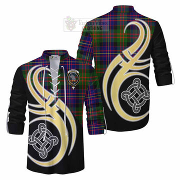 Chalmers Tartan Ghillie Kilt Shirt with Family Crest and Celtic Symbol Style Men - Tartan Vibes Clothing