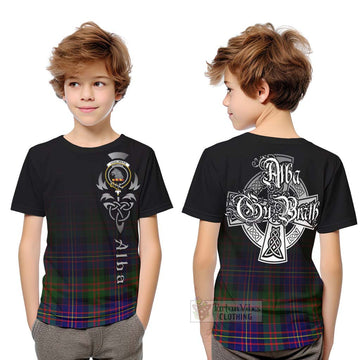 Chalmers Tartan Kid T-Shirt Featuring Alba Gu Brath Family Crest Celtic Inspired