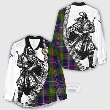 Chalmers Tartan Clan Crest Women's Casual Shirt with Highlander Warrior Celtic Style