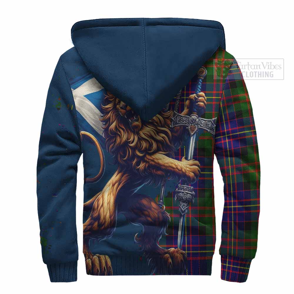 Tartan Vibes Clothing Chalmers Tartan Family Crest Sherpa Hoodie with Scottish Majestic Lion