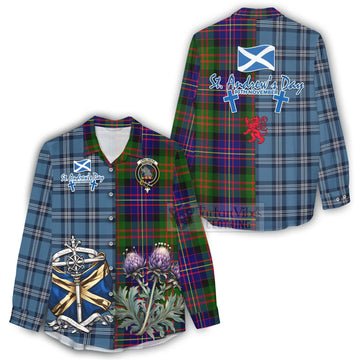 Chalmers Tartan Women's Casual Shirt Happy St. Andrew's Day Half Tartan Style