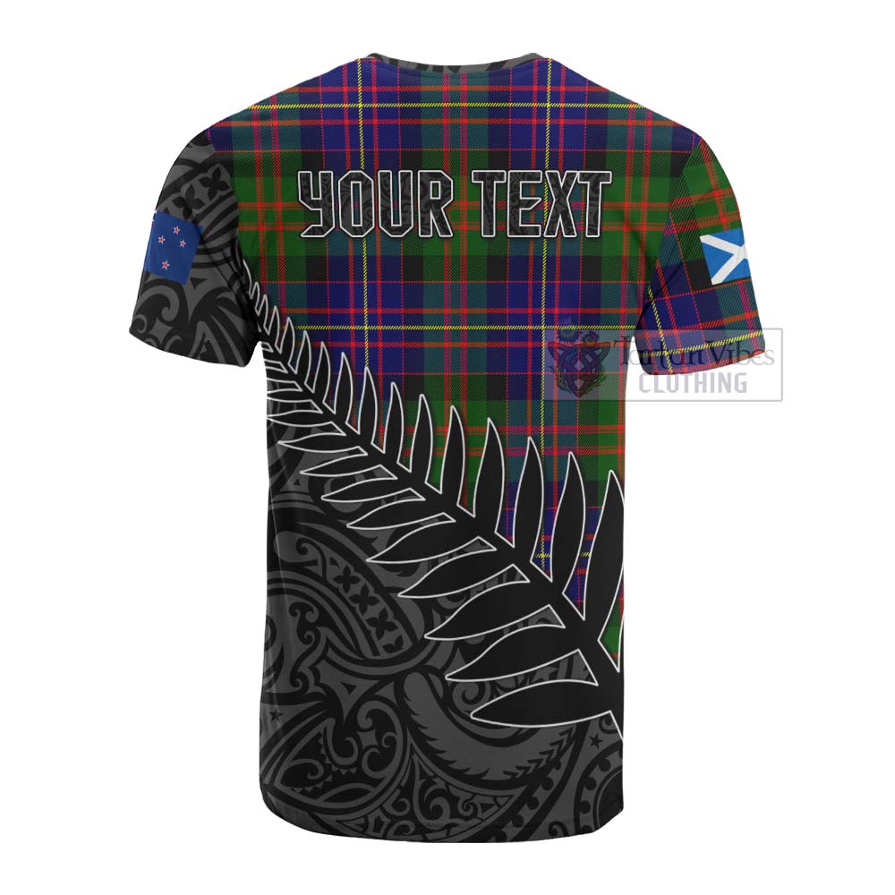 Tartan Vibes Clothing Chalmers Crest Tartan Cotton T-shirt with New Zealand Silver Fern Half Style