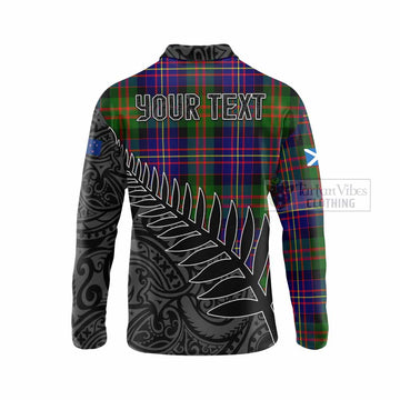 Chalmers Crest Tartan Long Sleeve Polo Shirt with New Zealand Silver Fern Half Style - Tartan Vibes Clothing