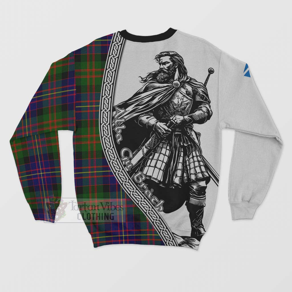 Chalmers Tartan Clan Crest Sweatshirt with Highlander Warrior Celtic Style - Tartan Vibes Clothing