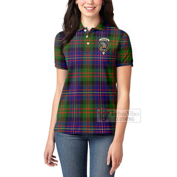 Chalmers Tartan Women's Polo Shirt with Family Crest Celtic Skull Style - Tartan Vibes Clothing