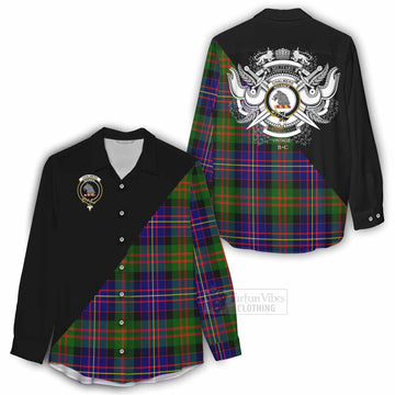 Chalmers Tartan Women's Casual Shirt with Family Crest and Military Logo Style