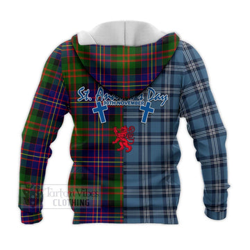 Chalmers Tartan Knitted Hoodie Happy St. Andrew's Day Half Tartan Style - Tartan Vibes Clothing