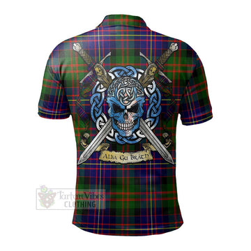 Chalmers Tartan Polo Shirt with Family Crest Celtic Skull Style - Tartan Vibes Clothing