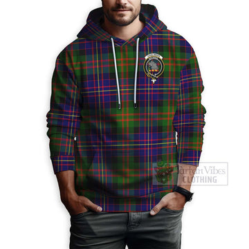 Chalmers Tartan Hoodie with Family Crest and Bearded Skull Holding Bottles of Whiskey - Tartan Vibes Clothing