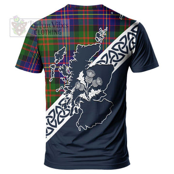 Chalmers Tartan T-Shirt Featuring Thistle and Scotland Map