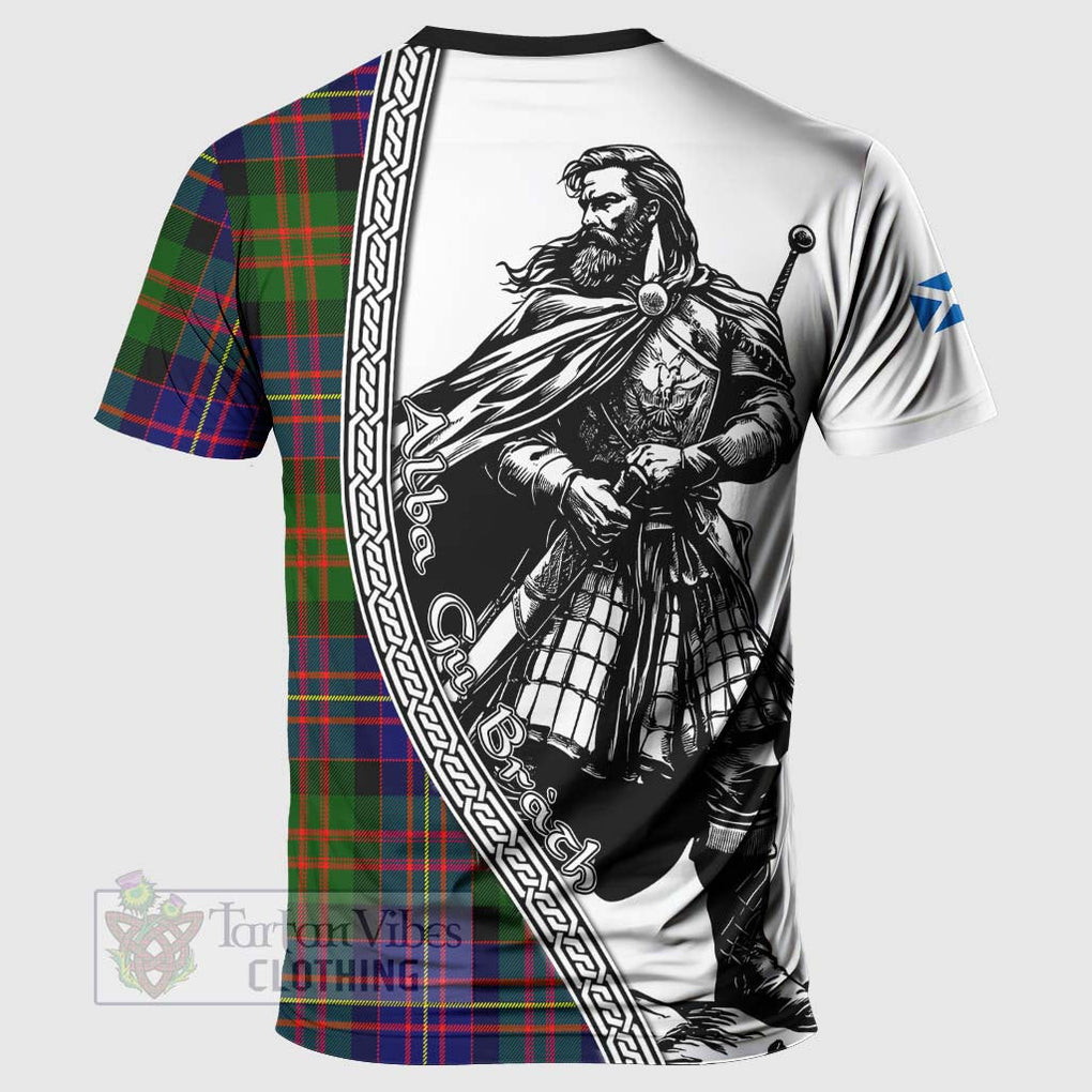 Tartan Vibes Clothing Chalmers Tartan Clan Crest T-Shirt with Highlander Warrior Celtic Style