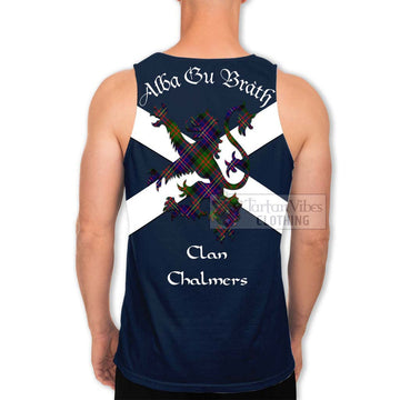 Chalmers Tartan Lion Rampant Men's Tank Top  Proudly Display Your Heritage with Alba Gu Brath and Clan Name