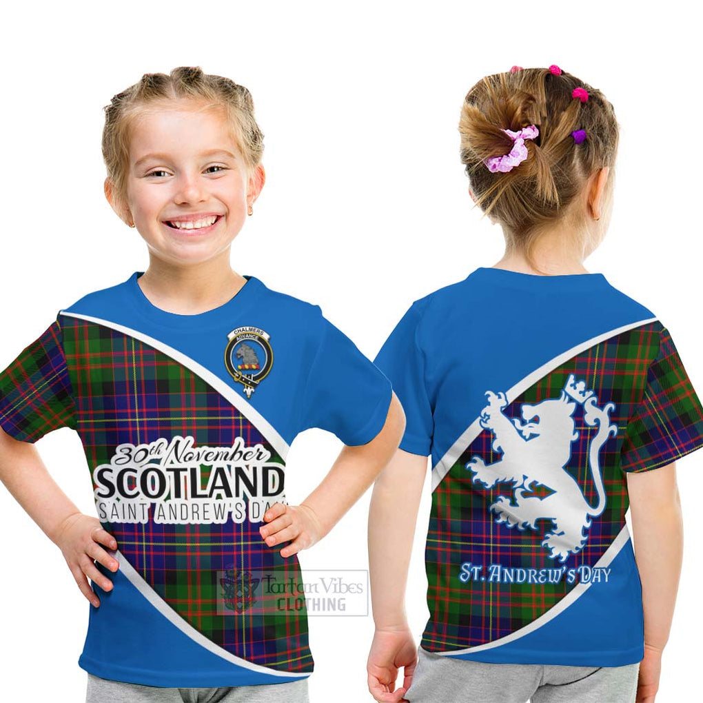 Tartan Vibes Clothing Chalmers Family Crest Tartan Kid T-Shirt Celebrate Saint Andrew's Day in Style