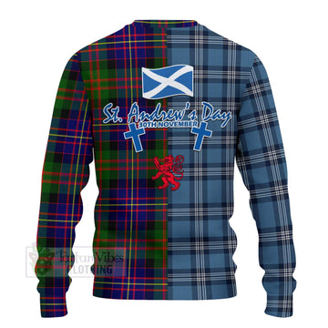 Chalmers Tartan Knitted Sweater Happy St. Andrew's Day Half Tartan Style - Tartan Vibes Clothing