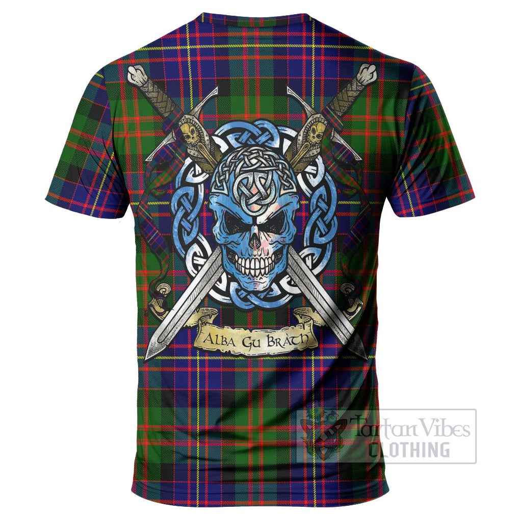 Tartan Vibes Clothing Chalmers Tartan T-Shirt with Family Crest Celtic Skull Style