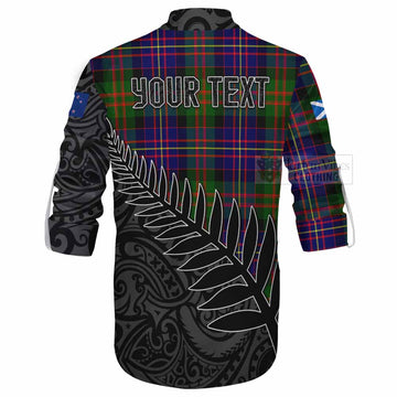 Chalmers Crest Tartan Ghillie Kilt Shirt with New Zealand Silver Fern Half Style - Tartan Vibes Clothing