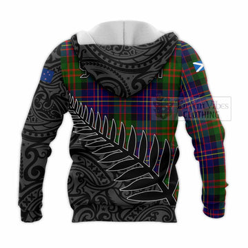 Chalmers Crest Tartan Knitted Hoodie with New Zealand Silver Fern Half Style - Tartan Vibes Clothing