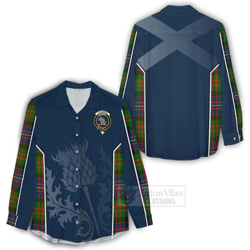 Chalmers Tartan Women's Casual Shirt with Family Crest and Scottish Thistle Vibes Sport Style