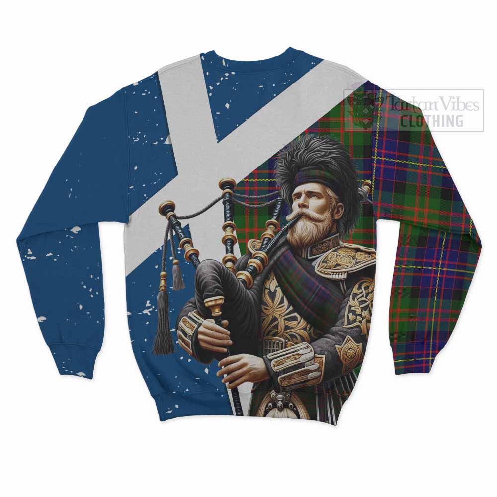 Tartan Vibes Clothing Chalmers Tartan Sweatshirt with Family Crest Scottish Bagpiper Vibes