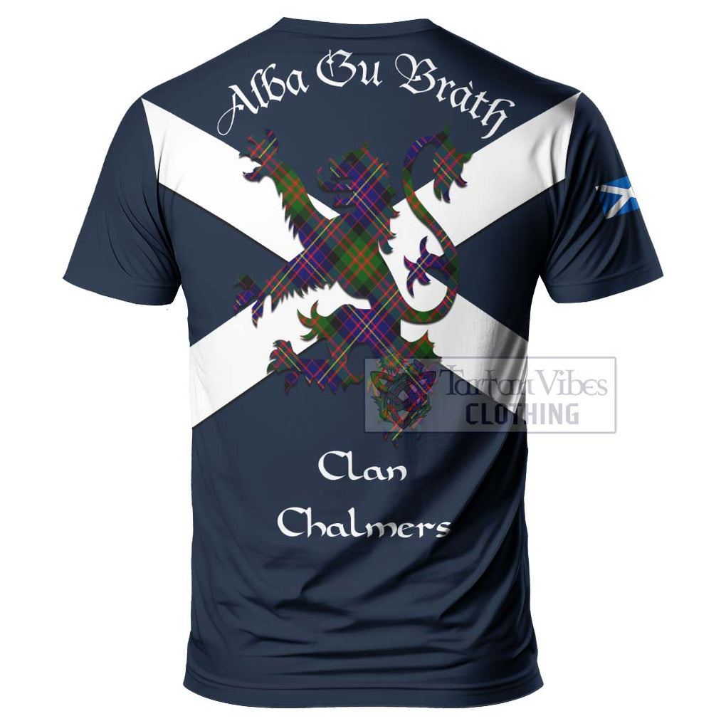 Tartan Vibes Clothing Chalmers Tartan Lion Rampant T-Shirt – Proudly Display Your Heritage with Alba Gu Brath and Clan Name