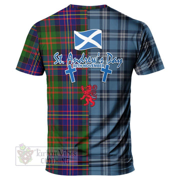 Chalmers Tartan T-Shirt Happy St. Andrew's Day Half Tartan Style