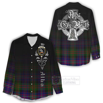 Chalmers Tartan Women's Casual Shirt Featuring Alba Gu Brath Family Crest Celtic Inspired