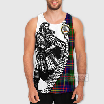 Chalmers Tartan Clan Crest Men's Tank Top with Highlander Warrior Celtic Style