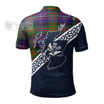 Chalmers Tartan Polo Shirt Featuring Thistle and Scotland Map - Tartanvibesclothing Store