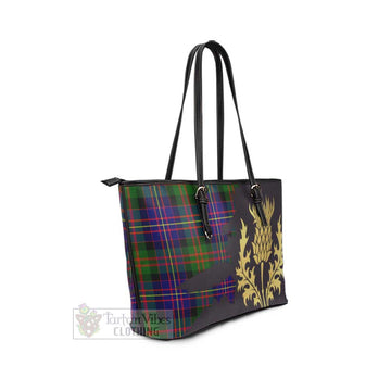 Chalmers Tartan Leather Tote Bag Gold Thistle Style - Tartan Vibes Clothing