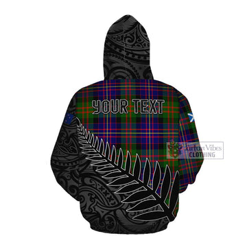 Chalmers Crest Tartan Cotton Hoodie with New Zealand Silver Fern Half Style Pullover Hoodie - Tartan Vibes Clothing