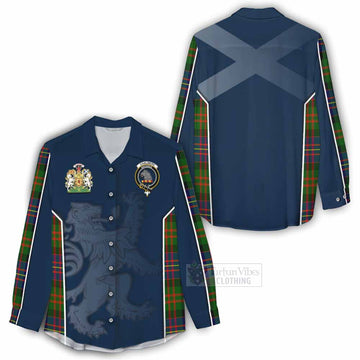 Chalmers Tartan Women's Casual Shirt with Family Crest and Lion Rampant Vibes Sport Style