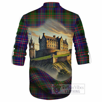 Chalmers Tartan Family Crest Ghillie Kilt Shirt with Scottish Ancient Castle Style - Tartan Vibes Clothing