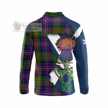 Chalmers Tartan Family Crest Long Sleeve Polo Shirt Scottish Thistle Celtic Inspired - Tartan Vibes Clothing