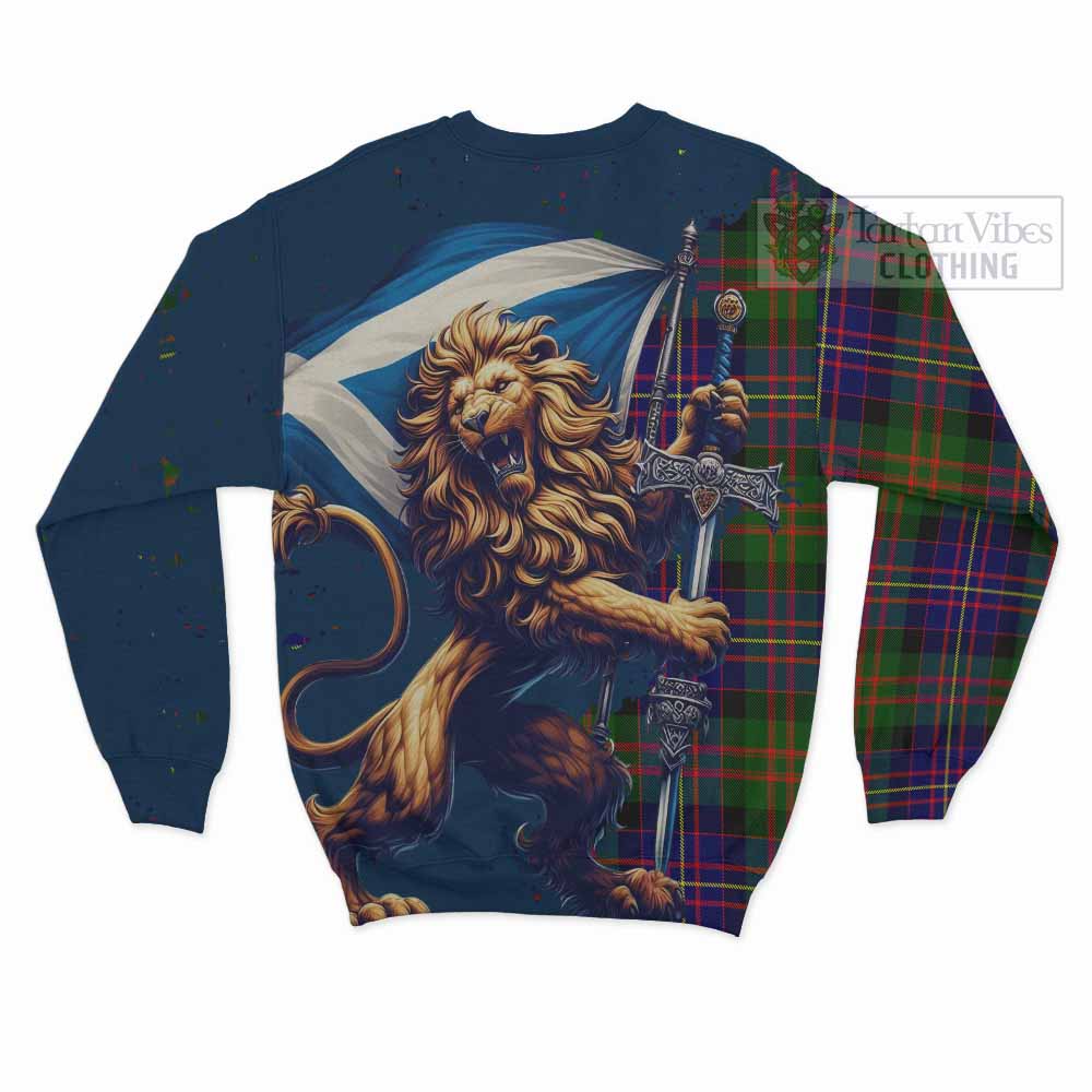 Tartan Vibes Clothing Chalmers Tartan Family Crest Sweatshirt with Scottish Majestic Lion