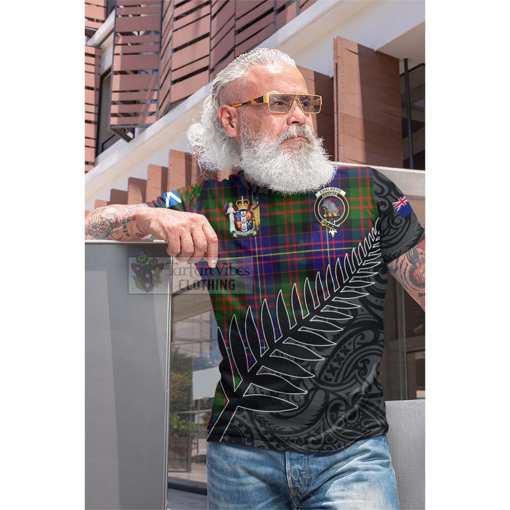 Tartan Vibes Clothing Chalmers Crest Tartan Cotton T-shirt with New Zealand Silver Fern Half Style