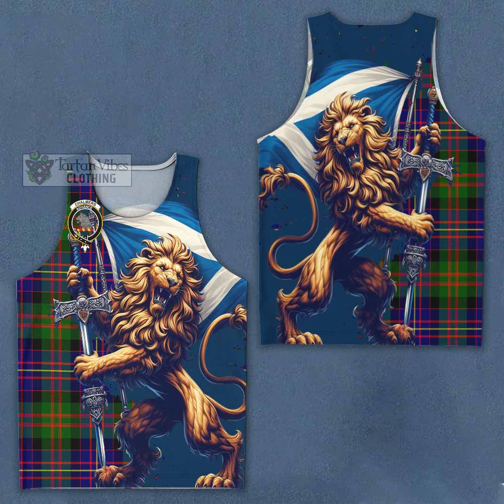 Tartan Vibes Clothing Chalmers Tartan Family Crest Men's Tank Top with Scottish Majestic Lion