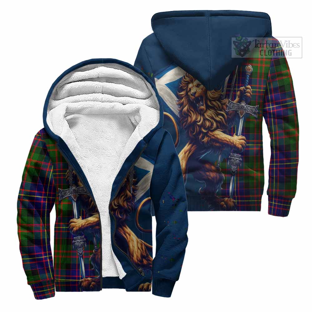 Tartan Vibes Clothing Chalmers Tartan Family Crest Sherpa Hoodie with Scottish Majestic Lion