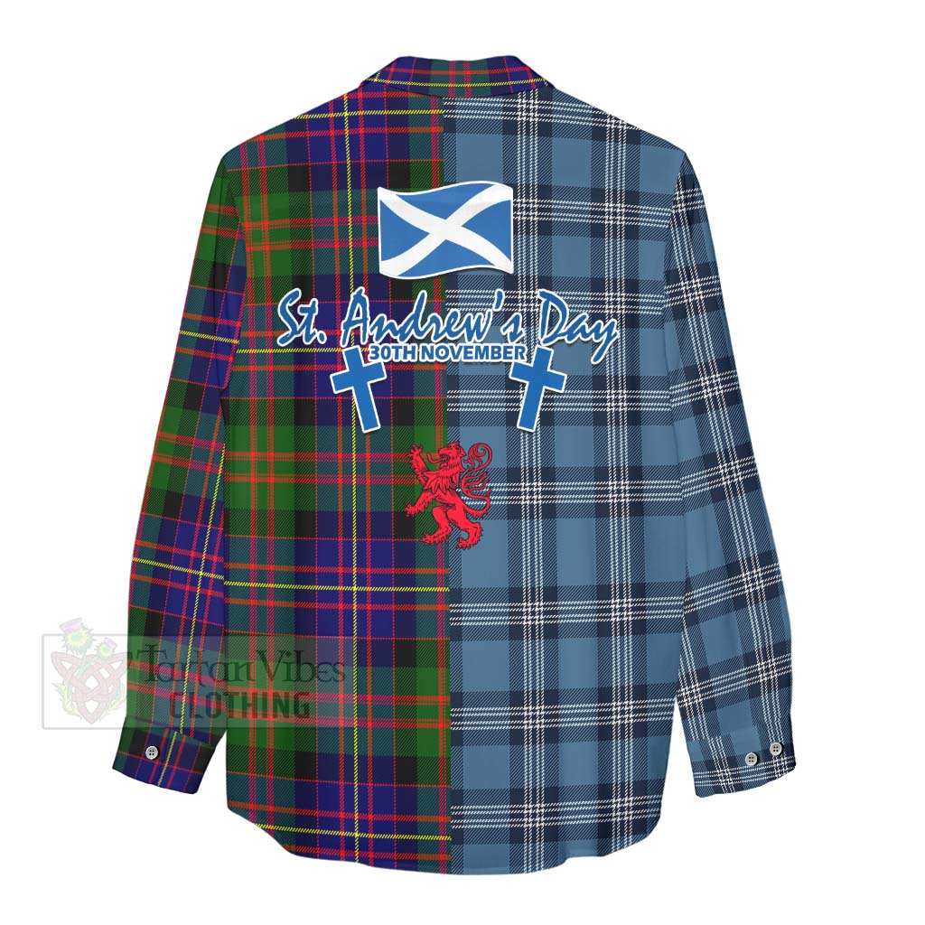 Tartan Vibes Clothing Chalmers Tartan Women's Casual Shirt Happy St. Andrew's Day Half Tartan Style