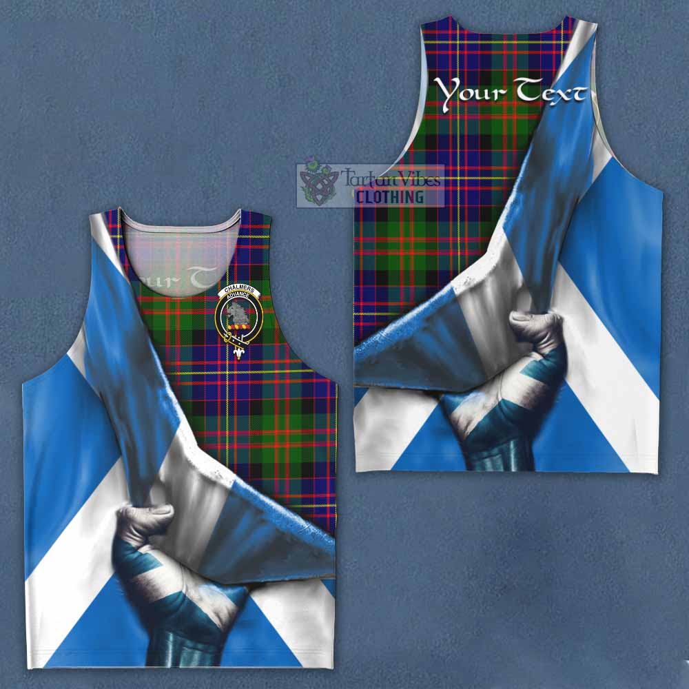 Tartan Vibes Clothing Chalmers Tartan Men's Tank Top with Family Crest Scotland Patriotic Style